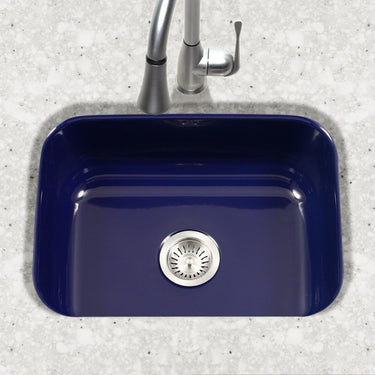Houzer NB Porcela Series Porcelain Enamel Steel Undermount Single Bowl Kitchen Sink, Navy Blue Kitchen Sink - Undermount Houzer